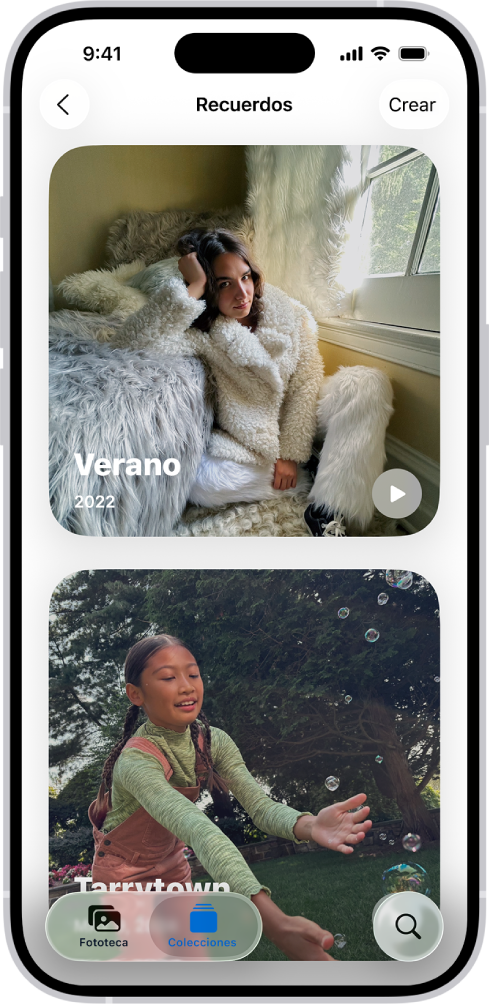 La app Fotos está abierta en la colección Recuerdos.