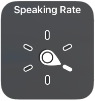 બોલવાના દરના સેટિંગ તરફ નિર્દેશ કરતા ડાયલ સાથેનું રોટર કંટ્રોલ.