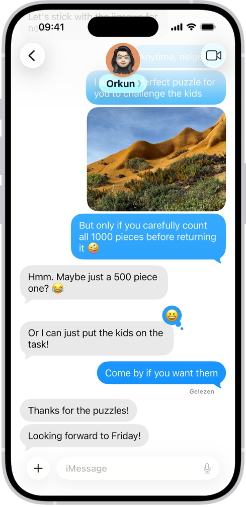 Een gesprek via iMessage.