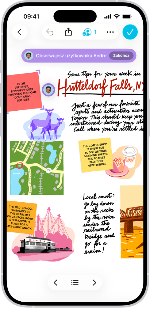 Osoba obserwująca tablicę Freeform innej osoby.