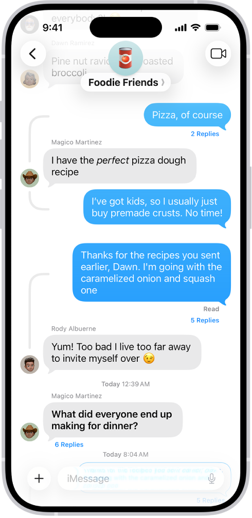 Skupinová konverzácia v apke Správy.