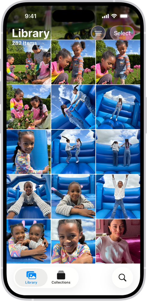 Zaslon Knjižnica v aplikaciji Fotografije.