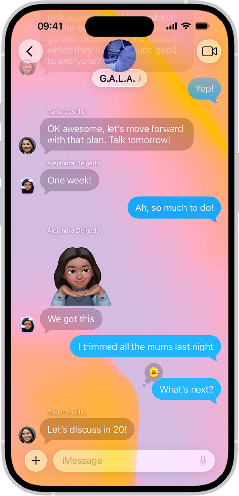 En konversation i Meddelanden med en bakgrund.