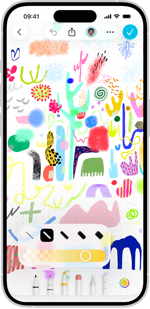 Một bản vẽ trên bảng Freeform với các công cụ vẽ được hiển thị.