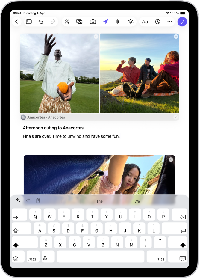 Ein Bildschirm in der App „Journal“ zum Verfassen eines Eintrags.