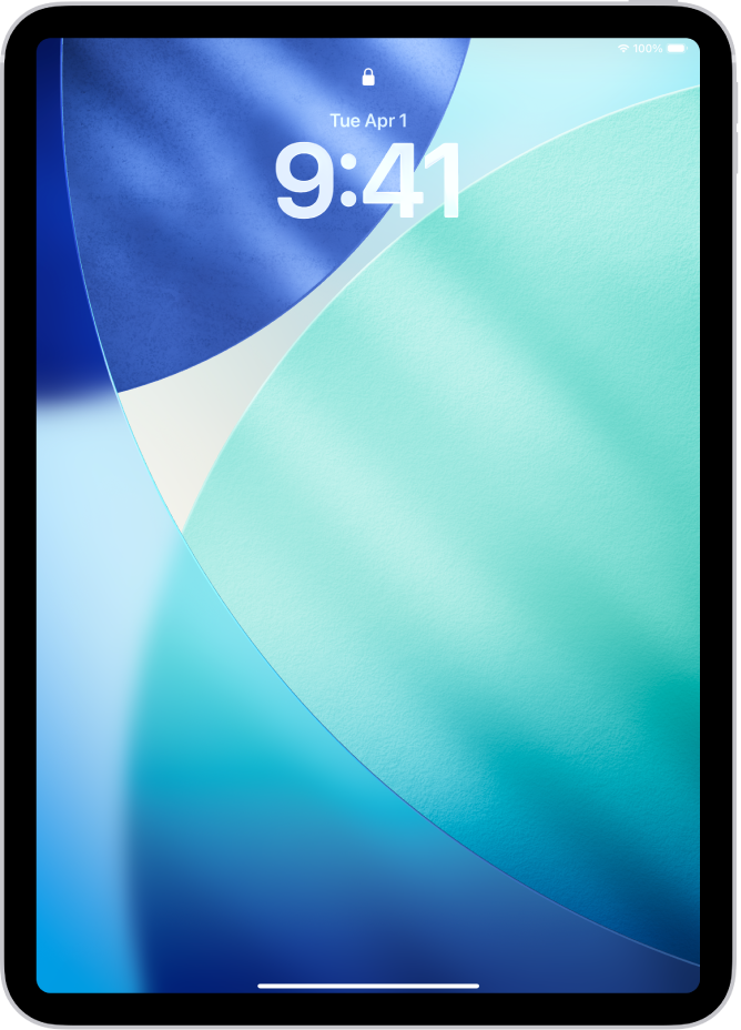 The iPad Lock Screen showing the time and date.