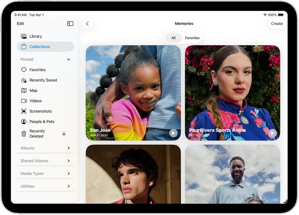 The Photos app is open and the Collections tab is selected in the sidebar.