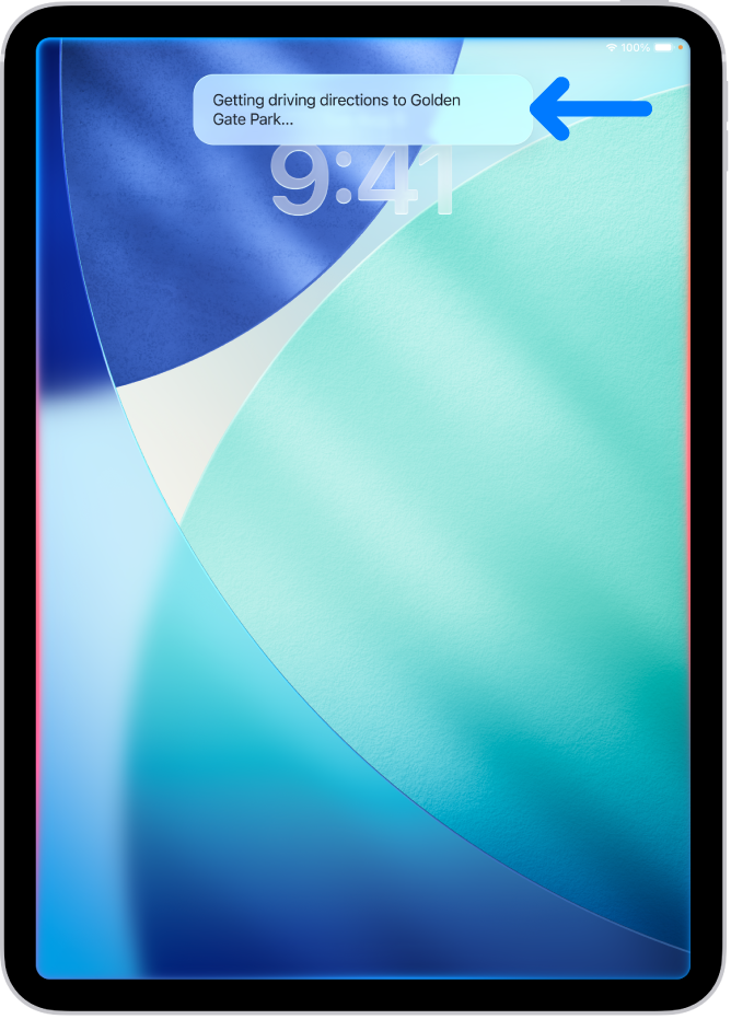 La pantalla de un iPad mostrando una respuesta de Siri en la parte superior.