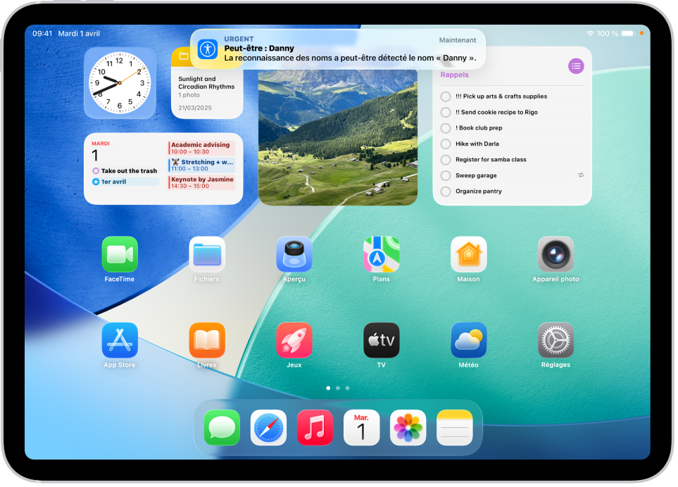Une notification est affichée sur l’iPad et indique que la reconnaissance des noms a reconnu un son pouvant correspondre à votre nom.