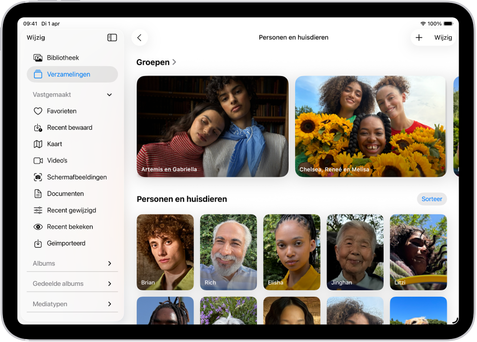 De verzameling 'Personen en huisdieren' is geopend in de Foto's-app.
