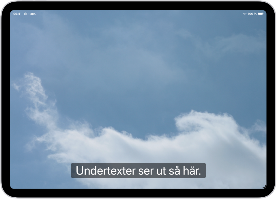 En iPad som visar ett exempel på undertexter med en anpassad stil.