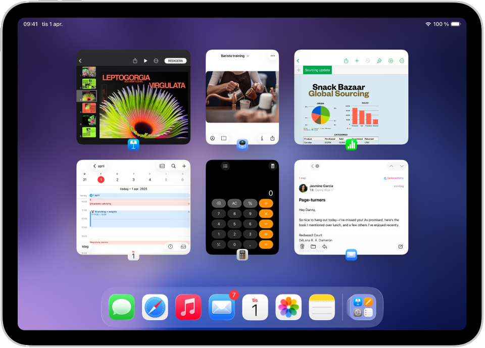 Appväxlaren med flera nyligen använda appar.