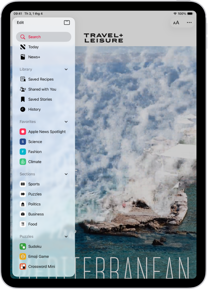 Các kênh và chủ đề đã theo dõi xuất hiện trong thanh bên News phía trên một bài tập.