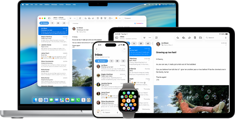 Die gleichen iCloud-Inhalte sind auf verschiedenen Geräten verfügbar.