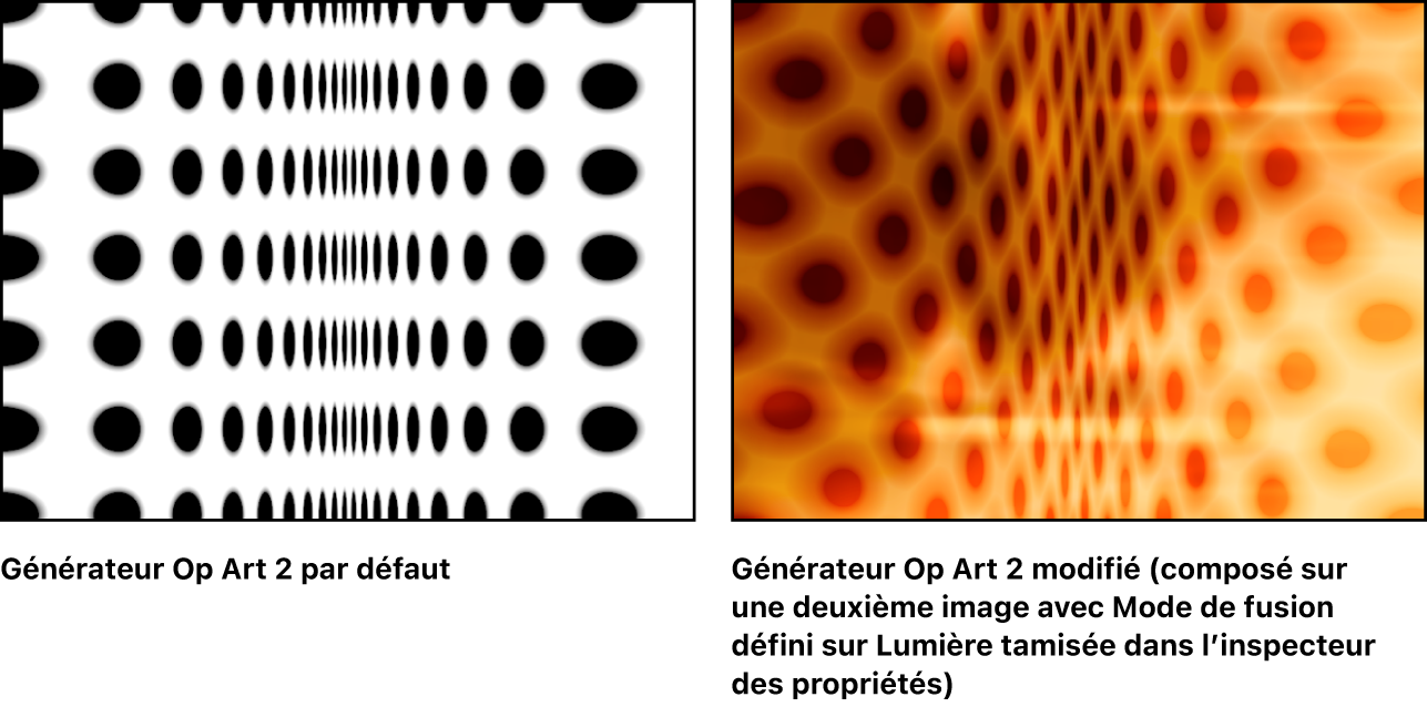 Canevas affichant le générateur Op Art 2, seul et combiné avec une autre image