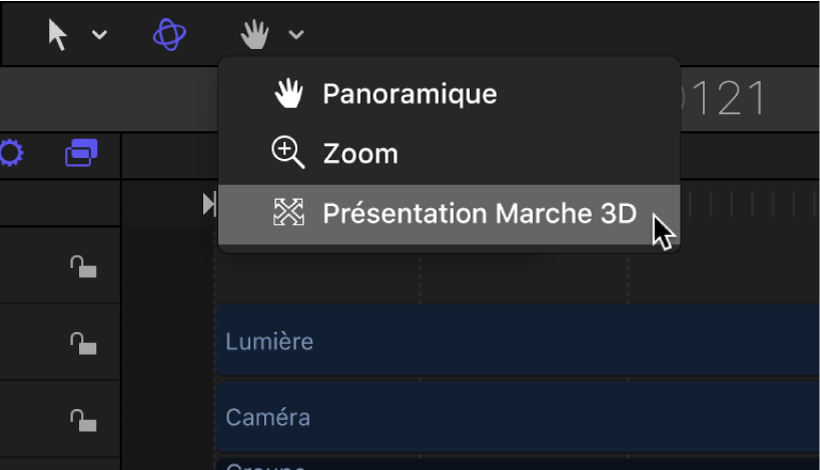 Sélection de l’outil Orientation présentation 3D dans la barre d’outils