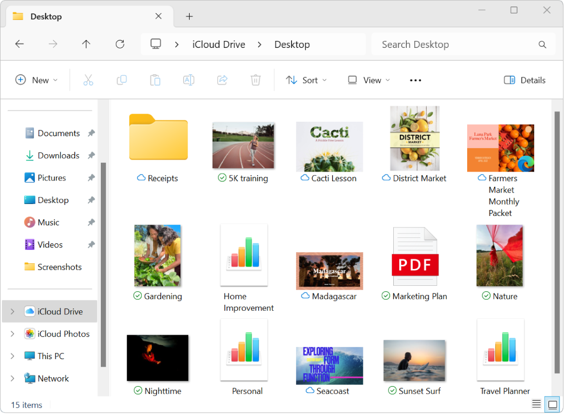 iCloud Drive dalam Penjelajah Fail.