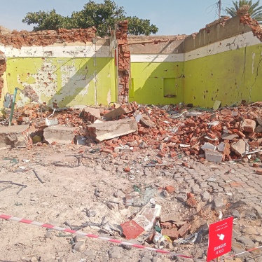 Photograph shared by a Nyala resident on February 6, 2025, shows the destroyed building at the location of a February 3 airstrike near the Mecca Eye Hospital in Nyala, South Darfur.