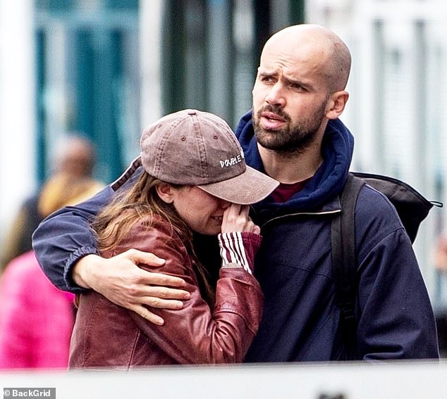She was joined by fellow actor and co-creator of new sitcom Film Club, Ralph Davis, who was on hand to offer support. Ralph listened intently as Aimee sobbed and, after wrapping his arms around her, they headed to a nearby café