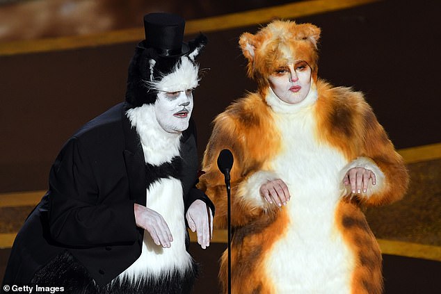 'He just came with me to my dressing room for me to get transformed into a cat,' she said of Brad escorting her to her dressing room