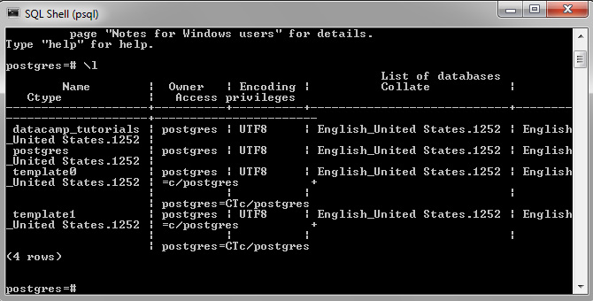 Enlisting the Available Databases