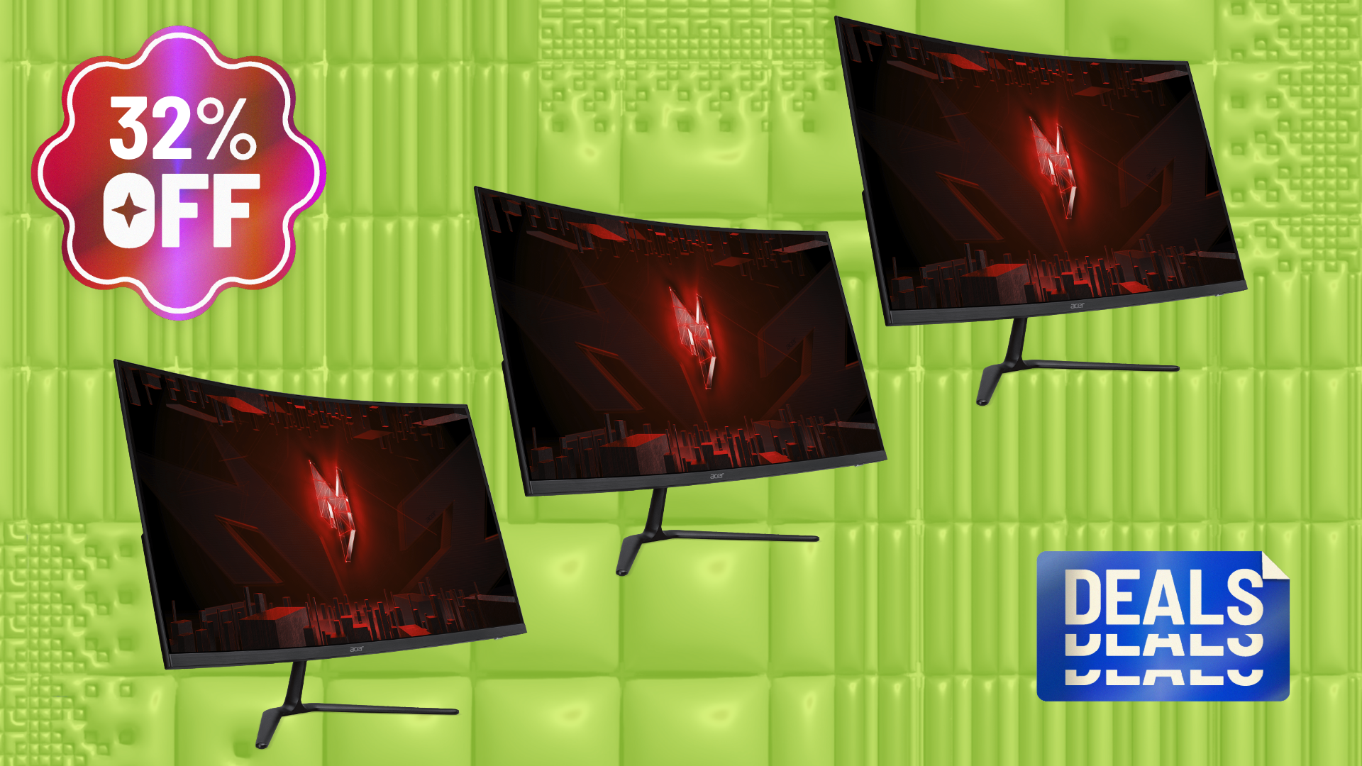 Acer Nitro 31.5-inch Curved Gaming Monitor (ED320Q) on green background