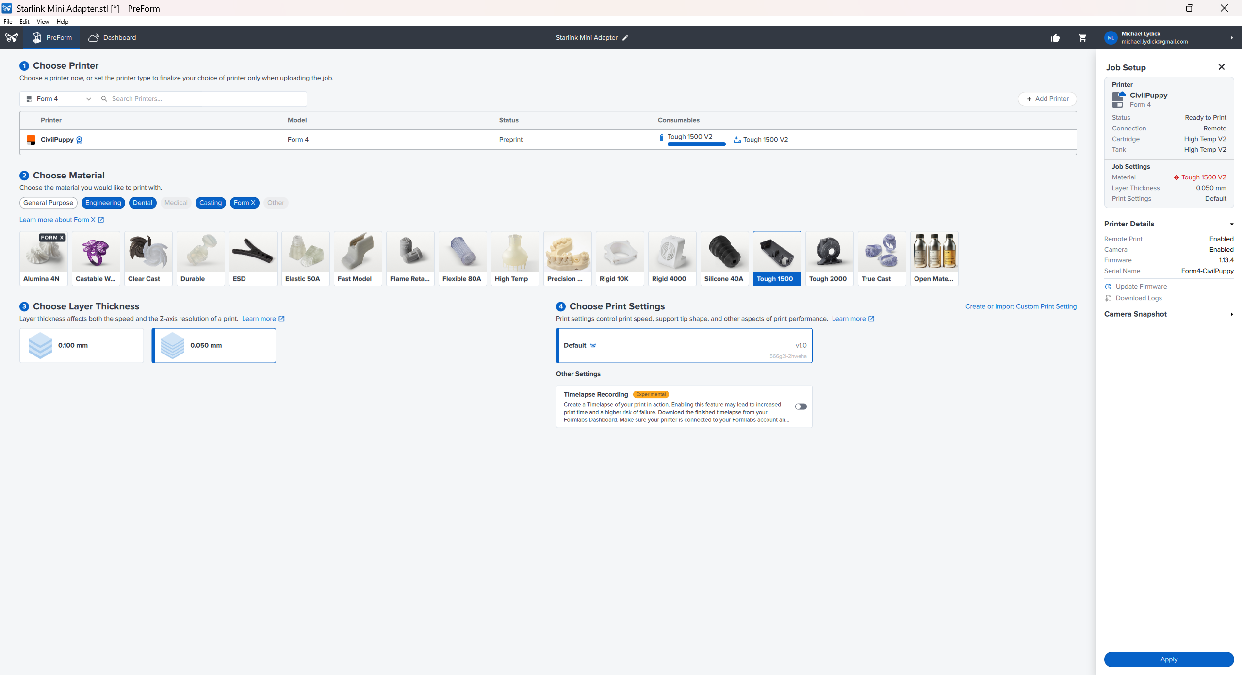 A screenshot from Open Material Mode