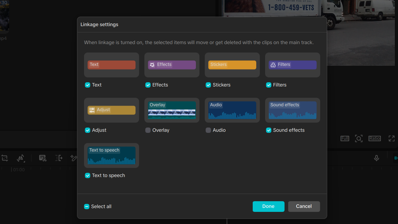 Linkage feature