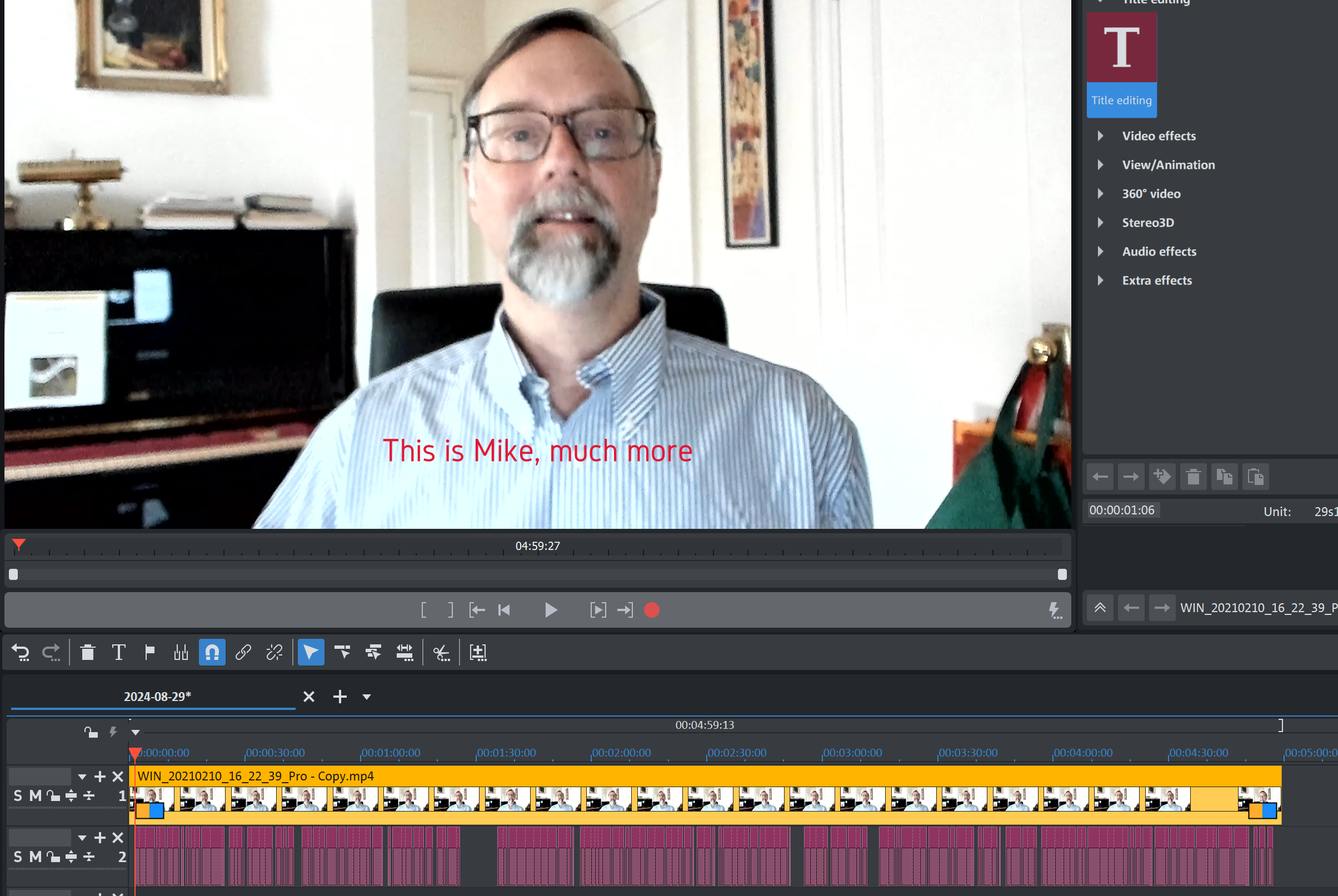 Speech-to-Text captions in Magix Movie Studio