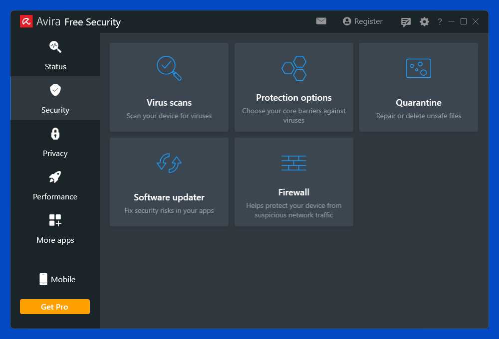 Avira Free Security Security Page