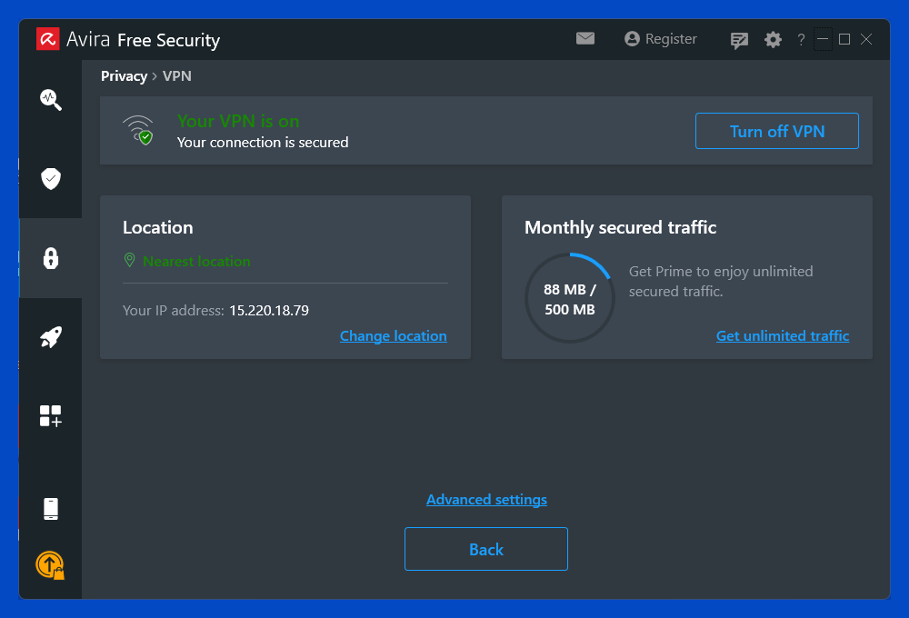Avira Free Security Integrated VPN