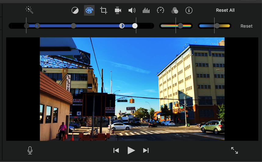 Color and lighting correction in Apple iMovie