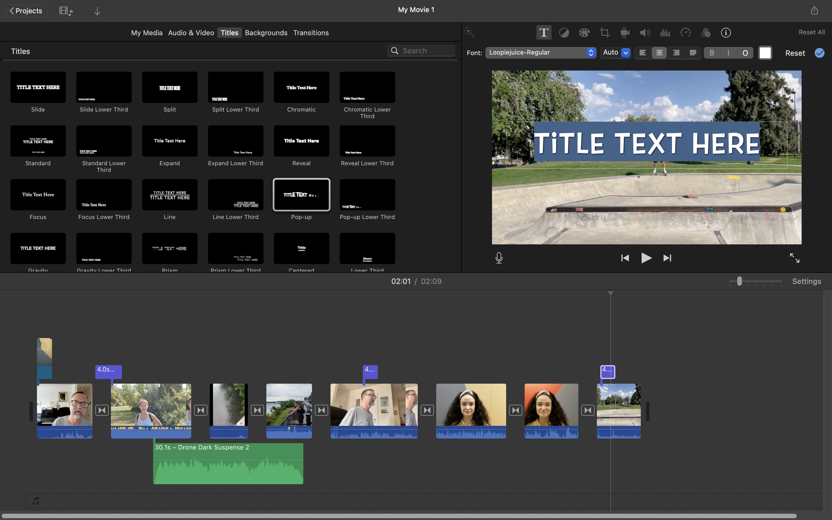 Text titles in iMovie