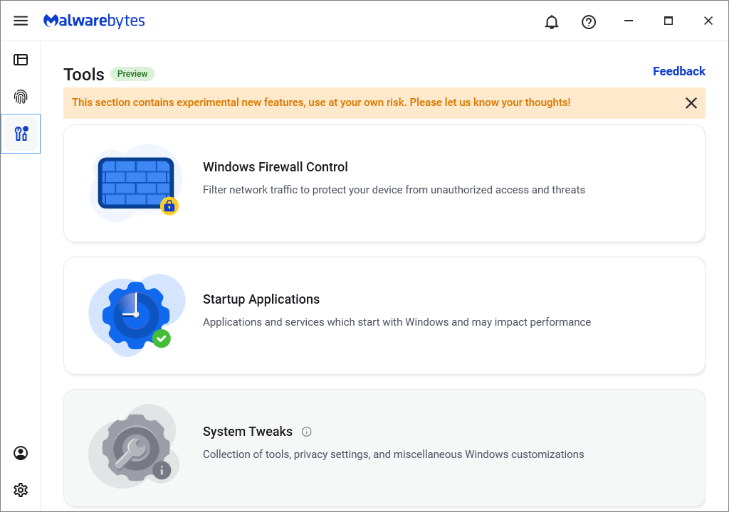 Malwarebytes Premium Security Tools Page