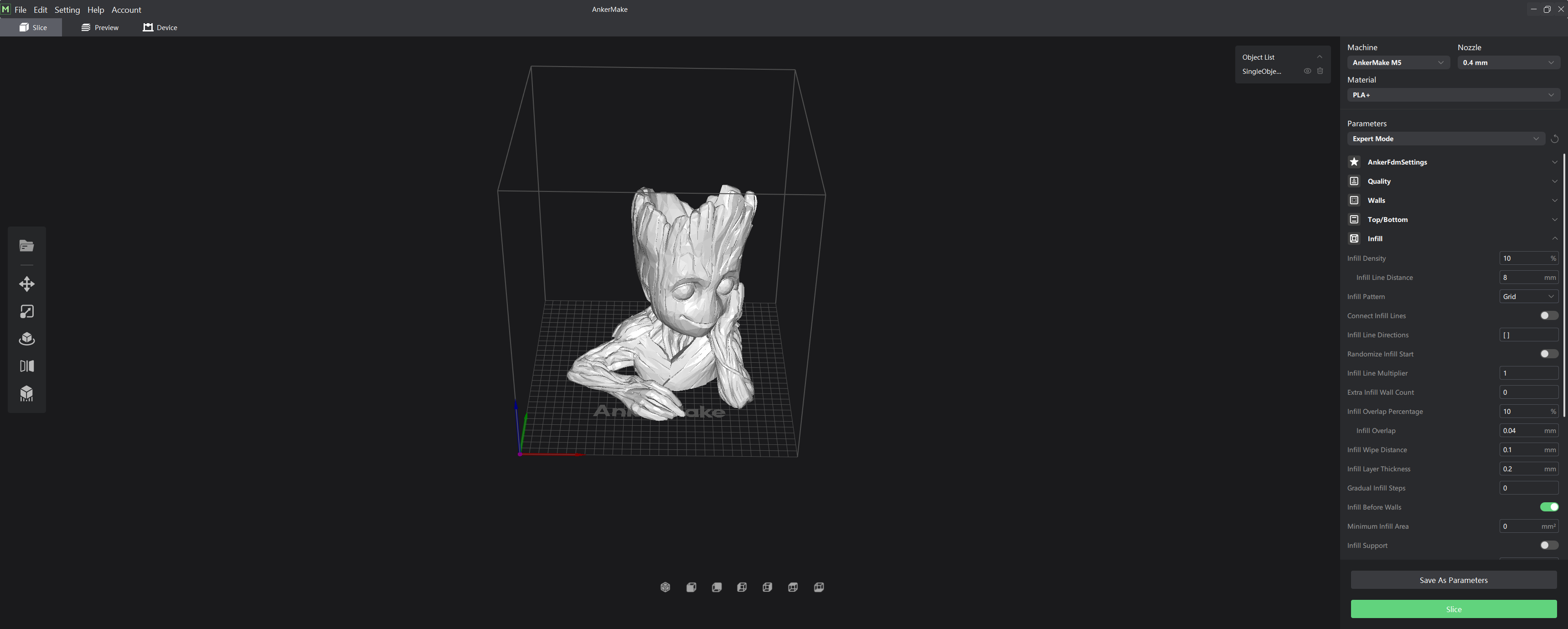 A screenshot from the AnkerMake M5 slicer