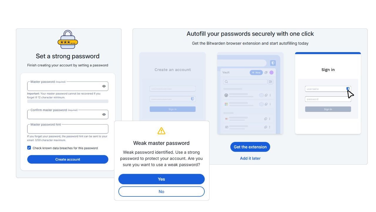 Creating a Bitwarden account