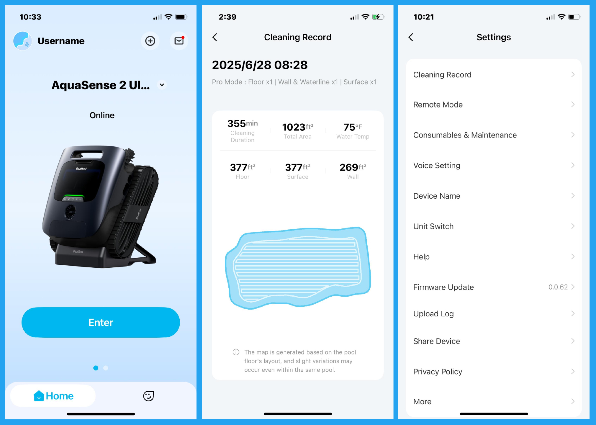 AquaSense 2 Ultra Robotic Pool Cleaner screenshots