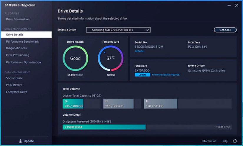 Samsung Magician Drive Management Software