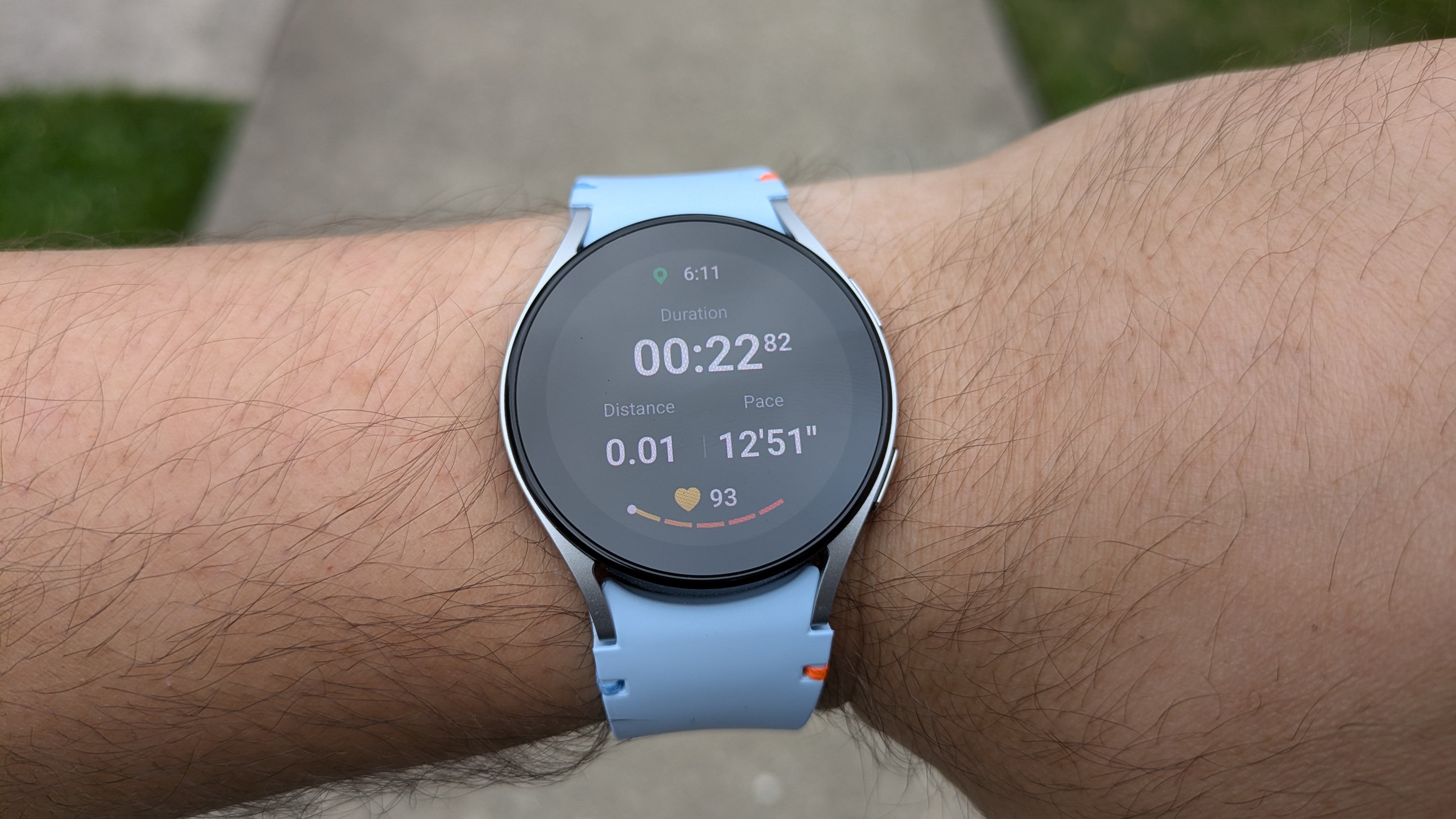 The exercise screen on the Galaxy Watch FE