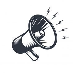 a black and white image of a megaphone with lightning coming out of the top