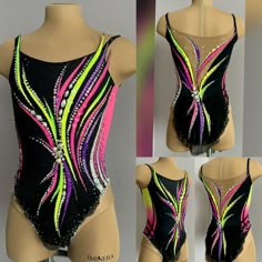 a woman's leotard with multicolored beads on it