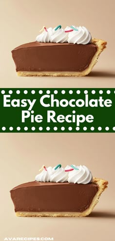 two slices of chocolate pie with whipped cream and sprinkles on the top