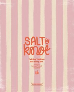 a pink and white striped book cover with the words salt & kooe on it