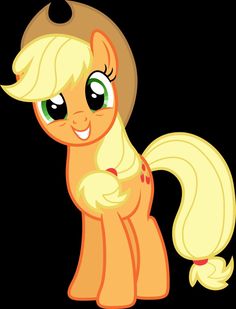 an orange pony with blonde hair and big eyes