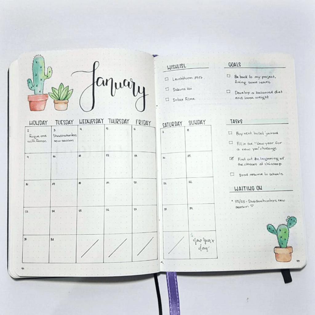 Image result for bullet journal monthly log