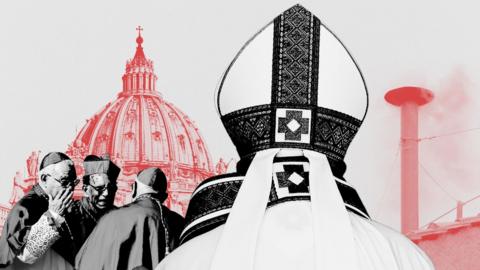 An image of the Pope from the back