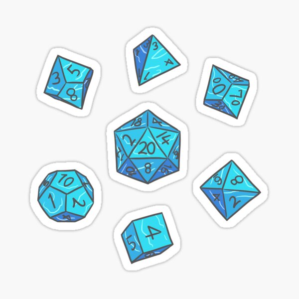 Artikelvorschau, Dungeons and Dragons Stickerbogen - Würfelset Blaues Muster entworfen und verkauft von KatieCrooked.