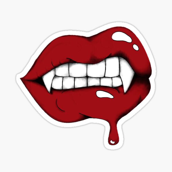 Aperçu de l'œuvre Autocollant de lèvres de vampire Art numérique créée et vendue par basicedgyteen.