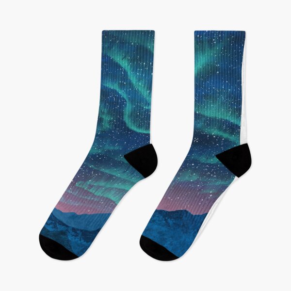 Item preview, Aurora boreal sobre montañas designed and sold by Rebecca Reck Art.