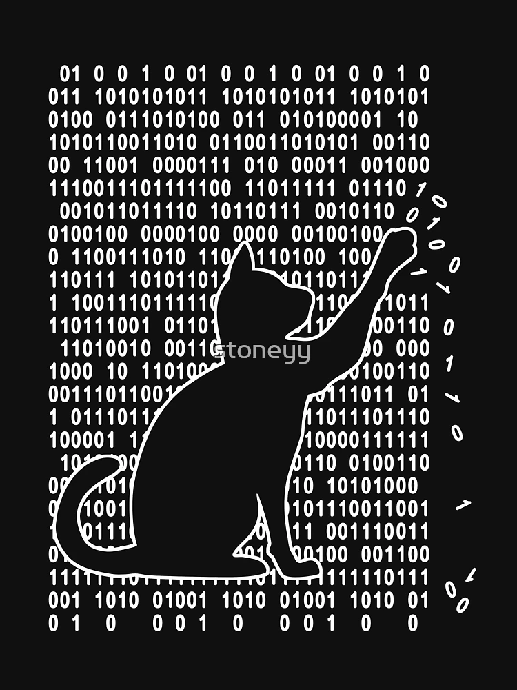 Imagen 7 de 7, Camiseta esencial con la obra Gato gracioso está jugando con código binario, diseñada y vendida por stoneyy.